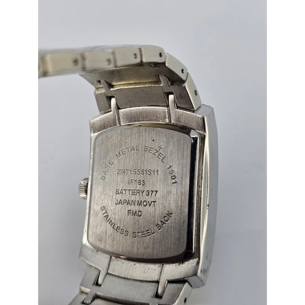 Folio Men's Diamond Watch 35MM Black Dial‎ Gray Bracelet Band 7